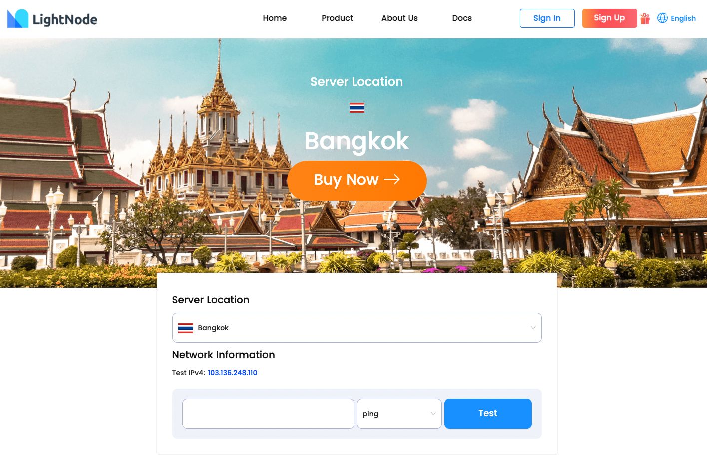 LightNode Thailand VPS Hosting Speed ​​Test Page