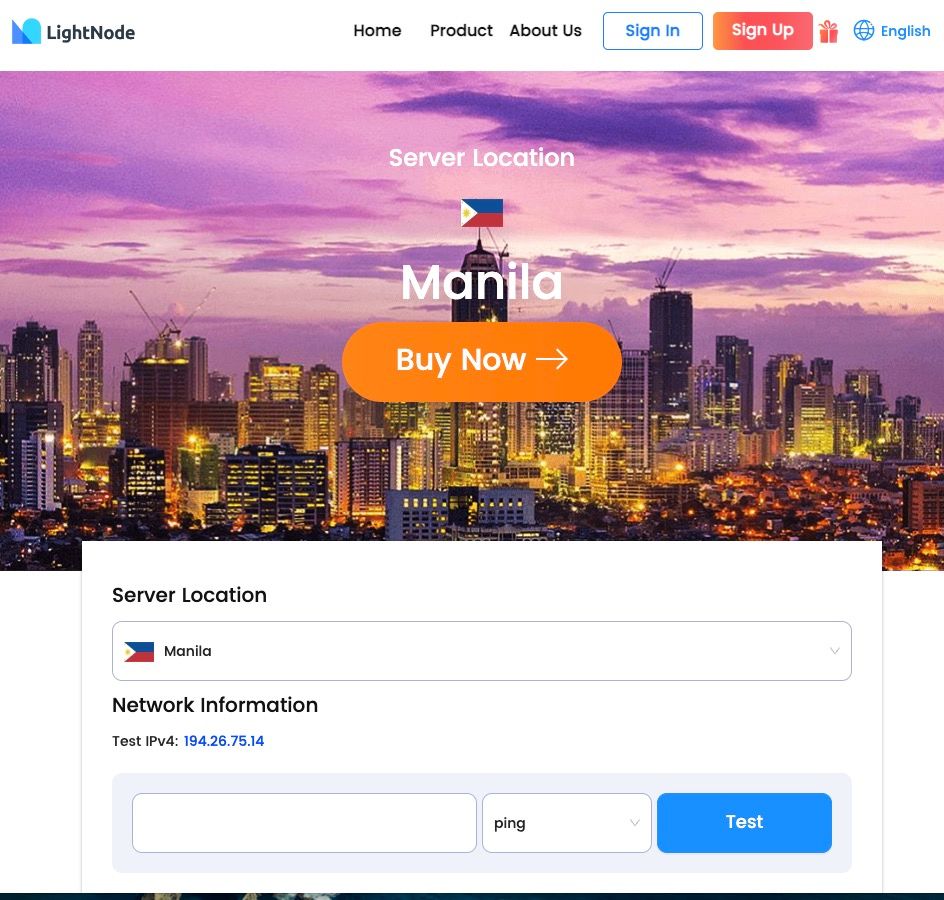 LightNode Philippines Manila VPS Hosting Speed ​​Test Page
