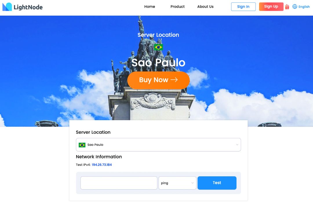 LightNode Brazil VPS Hosting Speed ​​Test Page